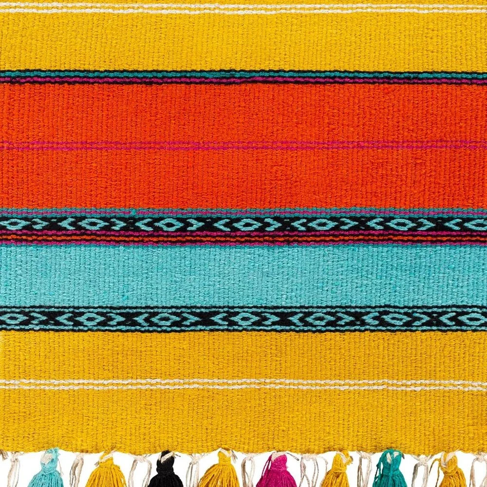 New Mexican Southwestern Boho Western Colorful Hand Woven Cotton Wall Hanging